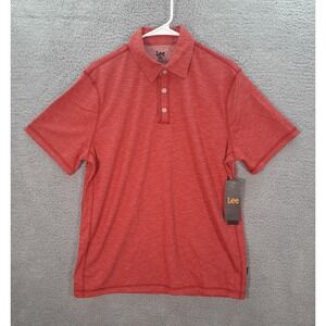 Lee Shirt Adult Medium Red Heather Polo Regular Fit Stretch Preppy Careerwear